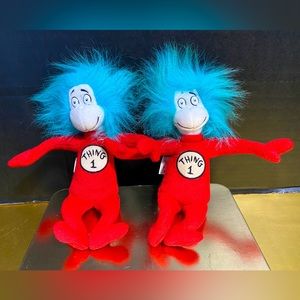 DR. SEUSS CAT IN THE HAT UNIVERSAL STUDIOS THING 1 CHARACTER PLUSH PAIR VTG 2003